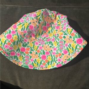 Floral Kids Sun Hat - Pink and Green